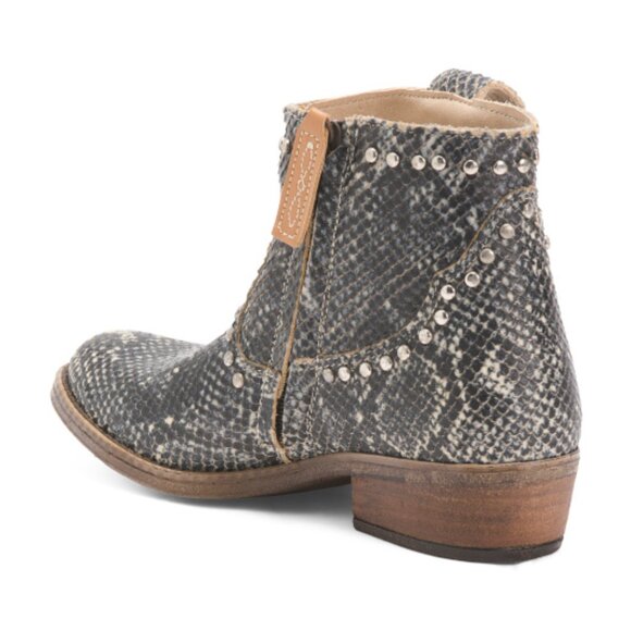 NEW DINGO Made In Mexico Leather Clementine Booties snake gray for women 725 3m7 - Picture 2 of 5